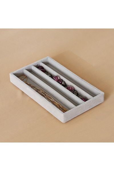 Home Box Velour 4-Compartment Jewellery Tray for Necklaces