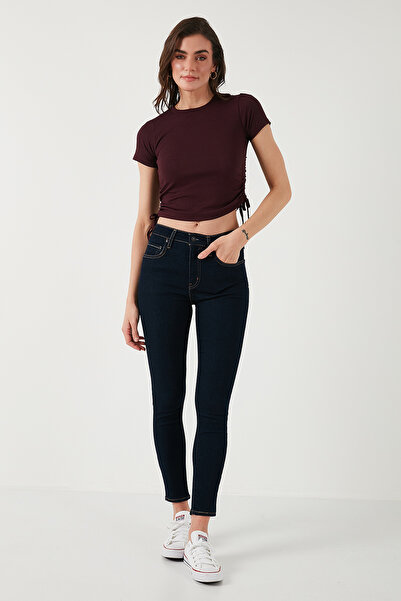 Lela Short Sleeve Crop Blouse with Gathered Sides BLUZ5864010