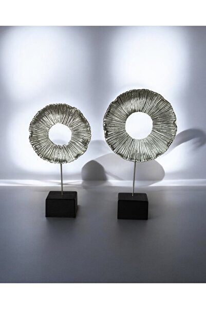 GİTTİGİTTİ 2'li Dekoratif Daire Yaprak Biblo Obje C 4106 Gümüş