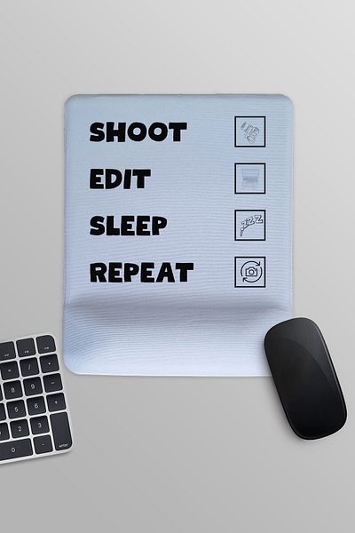 qoeuyl boutique Shoot Edit Sleep Repeat Photographer Gift Printed Ορθογώνιο Mousepad με υποστήριξη καρπού