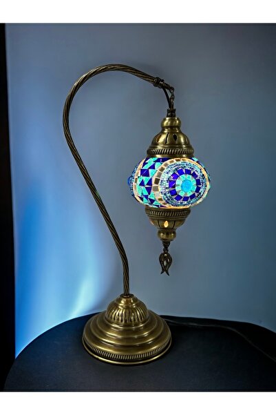 YILDIZ Masaüstü Dekoratif El Yapımı Olta Mozaik Lamba - Mavi