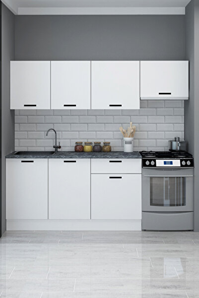 Fly Mobilya 220 cm Göcek Beyaz Melamin Mutfak Dolabı