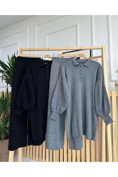 NİSUM MODA Polo Collar Knitwear Pants Suit