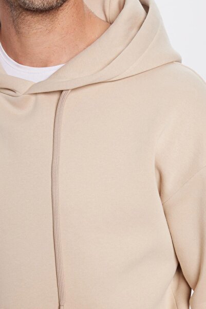 TENA Ανδρικό φούτερ με πέτρινη κουκούλα καγκουρό με τρεις κλωστές