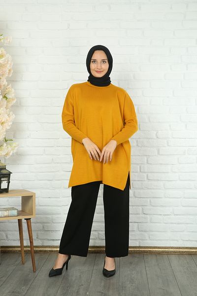 NİSUM MODA Knitting Tunic with Side Slip
