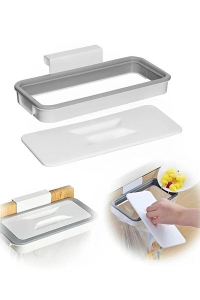 Generic Portable Trash Bag Holder, Hanging Trash Bag Holder with Lid, Kitchen Garbage Bag Storage Rack (1 Pack)