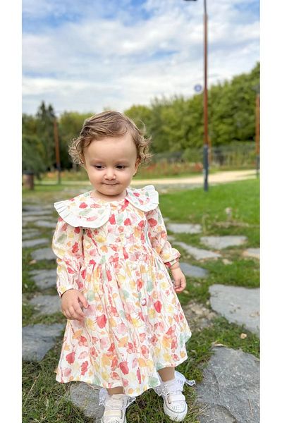 KETBaby Flower Patterned Collar Fisto Dress 2-5 Years