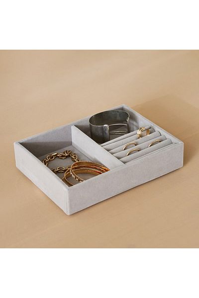 Home Box Velour 3-Compartment Jewellery Tray