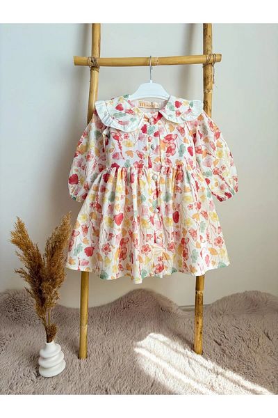 KETBaby Flower Patterned Collar Fisto Dress 2-5 Years