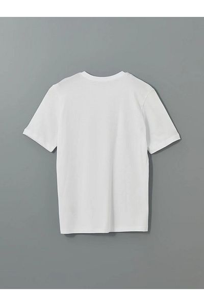LC Waikiki Ανδρικό μπλουζάκι LCWAIKIKI Classic Buxe White Crew Neck Efes με στάμπα από βαμβακερό χτενισμένο