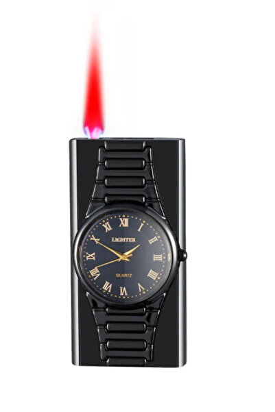 AVİPOLES Saatli çakmak şık tasarım gazlı çakmak lüks ürün metal gövde