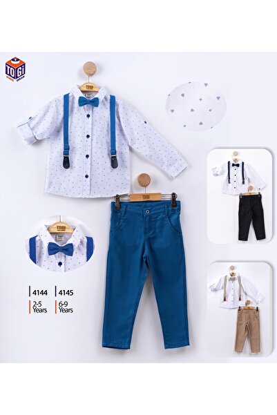 BİGÜMEX Момчешки комплект от панталони и риза в цвят индиго