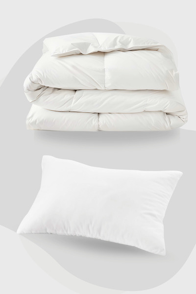 Taç Caleb Gray Ranforce Single Duvet Cover + Quilt + Silicone Pillow