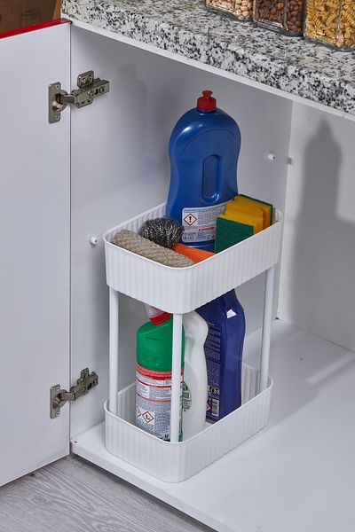 VİP LİFE HOME Vlh-Easy 2-Tier Multi-Purpose Shelf Kitchen and Bathroom Organizer (Without Wheels)