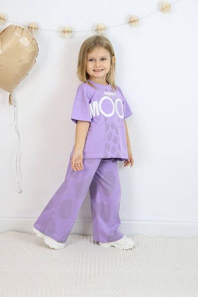ARBİ kids Girl's Loose Pants Happy Mod Printed Suit