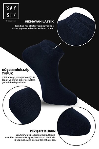 SAYSEZ Bamboo Men's Booties - Black-Navy Blue-Smoked, Seamless Premium 3-Pack