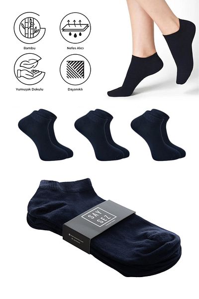 SAYSEZ Plain Lacy Burgün Para Horses Above Seamless Premium 3Pcs Men's Booties Socks