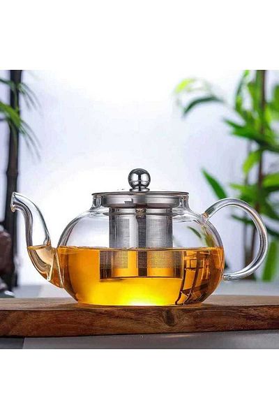 SODELICIOUS COFFEE TEA Borosilicate Glass Teapot 1000 ml (Steel Strainer (Cd-1000M)