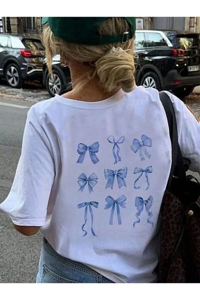 MORNİNG KİDS Tricou cu imprimeu pe spate cu panglici albe pentru fete