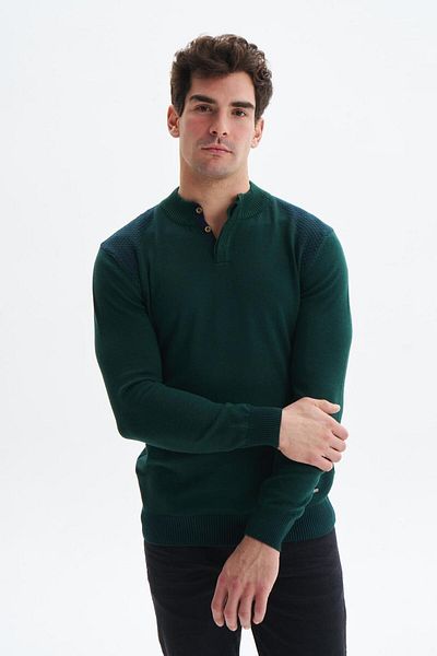 Arma Men's Green Slim Fit Lycra Acrylic Fabric Half Flowing Knitwear K0Kro0864