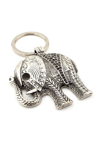 Solfera Elephant Abundance Embossed Pattern Animal Series Metal Keychain Kc194
