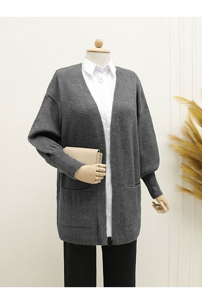 Modamorfo Yumoş Smoked Knitwear Cardigan - Double Pockets