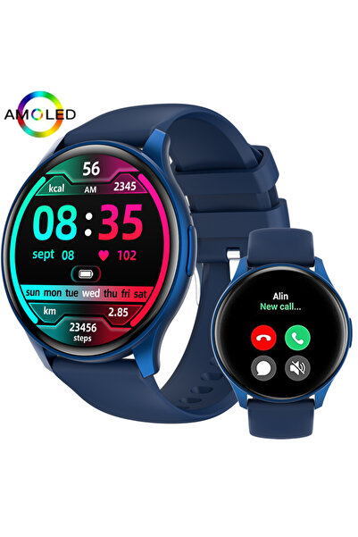 Choice ساعة ذكية Blue 2025 True AMOLED للسيدات تعرض الوقت دائمًا بدقة 466*466...