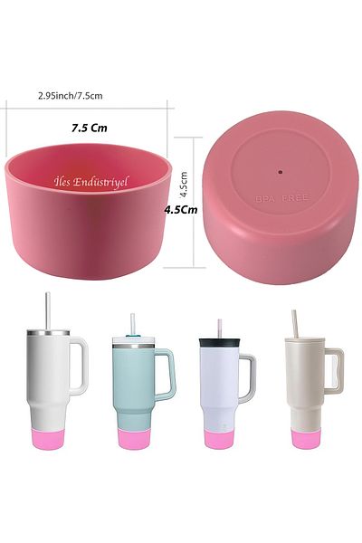 Gurme Chef Quencher & Iceflow Non-Slip Silicone Mug Thermos Base Protector, Pink 1 Piece