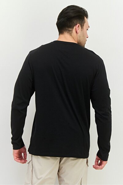 French Connection Men Crew Neck Long Sleeves Graphic Print T-Shirt, Black