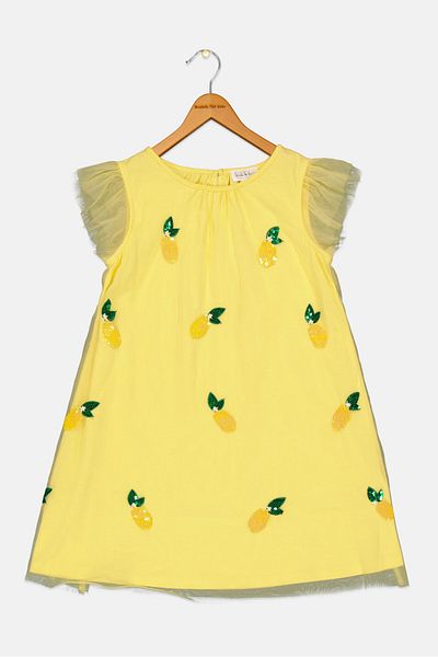 Nicole Miller Kids Girl Allover Print Dress, Bright Yellow