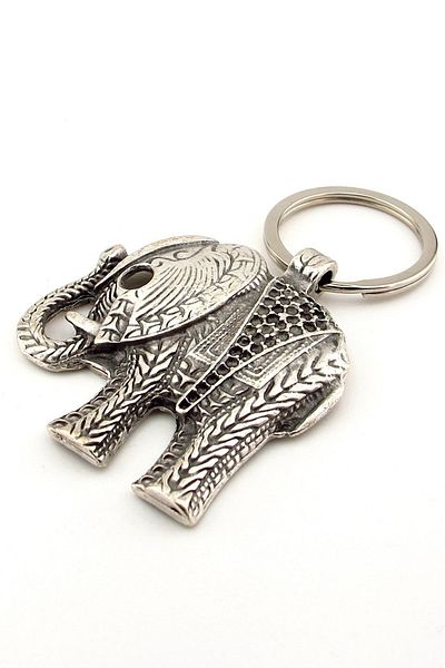 Solfera Elephant Abundance Embossed Pattern Animal Series Metal Keychain Kc194