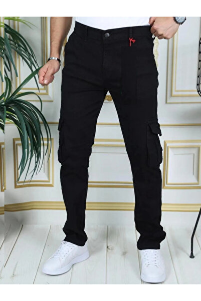 TRS YB GİYİM Чоловічі чорні лікрані штани з еластичною габардиновою/канавою кишенею, кишенею-коммандо та стильною штаниною.
