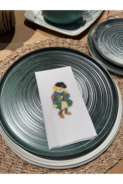 busrasdesign British Teddy Printed Presentation Napkins 16 Pcs
