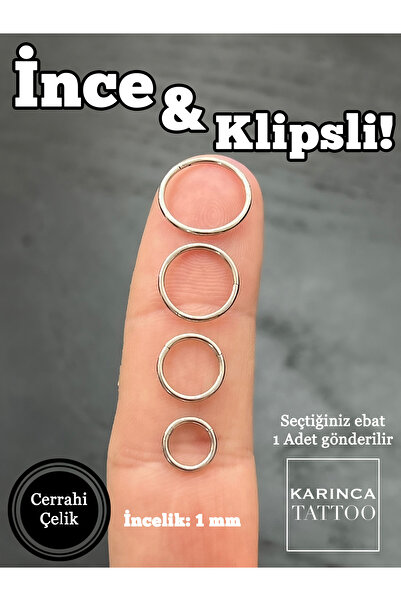 Karınca Piercing Klipsli İnce Halka Piercing Nostril Burun Piercing Hızma Kulak Tragus Helix Rook Smiley Dudak Septum