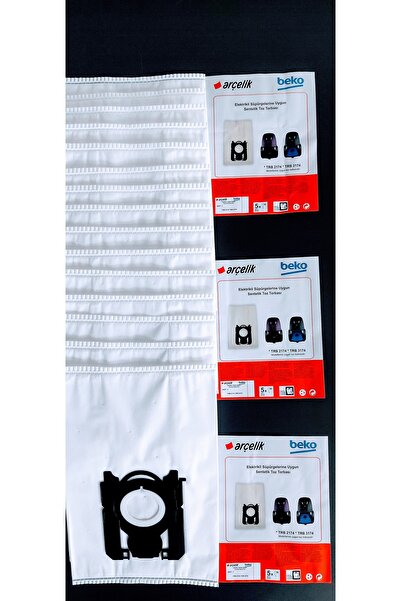 Arçelik Orijinal TRB/2174, TRB/3174 Elektrikli Süpürge Toz Torbası Filtresi 15 Adet