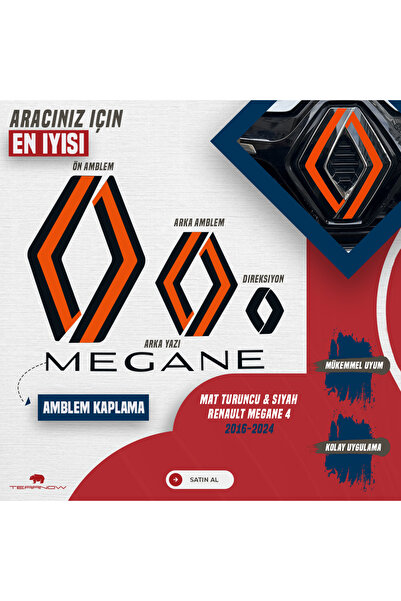 TEARNOW ملصق مطلي بشعار Megane 4 (2016-2025) بتصميم جديد - برتقالي غير لامع و...