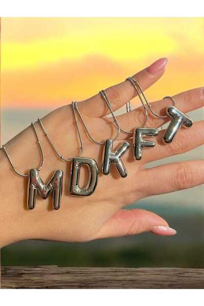 CharmPlay قلادة بالون من الفولاذ على شكل حرف T 316L - لون فضي الأول الجودة والتصميم الذي لا يسبب التشوه