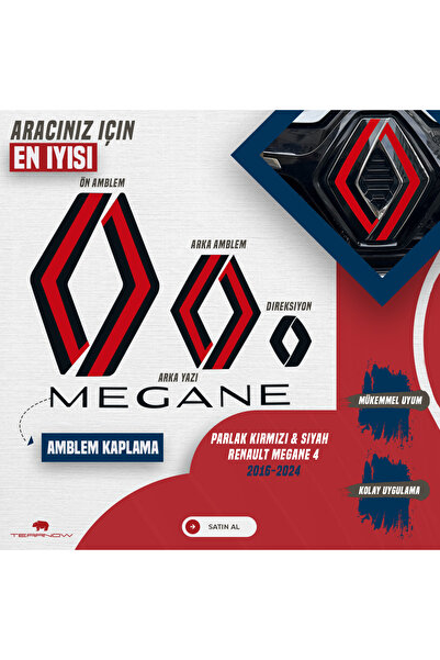 TEARNOW Megane 4 (2016-2025) Yeni Tasarım Amblem Kaplama Sticker - Parlak Kır...