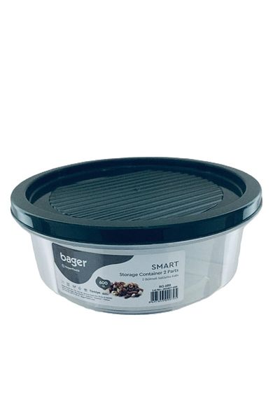 Bager Plastik 2 Compartment Smart Storage Container 600 ml & Dark Green-Bpa Free