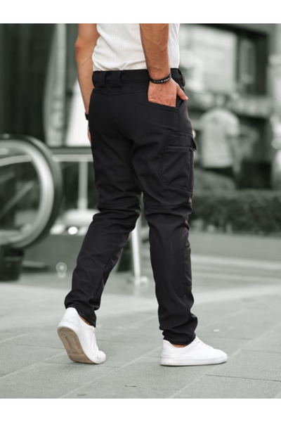 TRS YB GİYİM Erkek Sİyah Outdoor Kışlık Softshell Pantolon