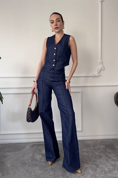 MAGARDE Blue Denim Crop Vest
