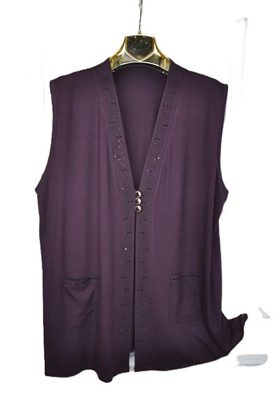 elma abone Large Size Combed Cotton Jewelled Short Vest