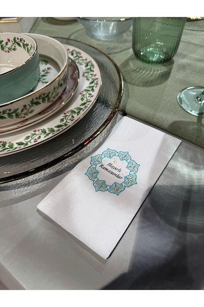 busrasdesign Good Luck Ramadan Mandala Printed Presentation Napkins 16 Pcs