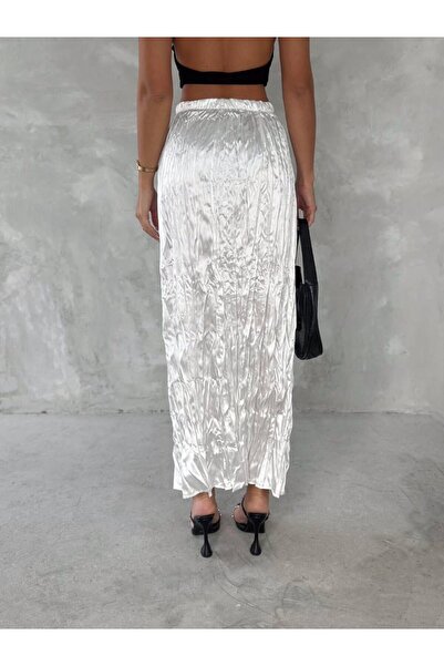 Cistern İstanbul Жіноча чорна довга атласна спідниця з краєм