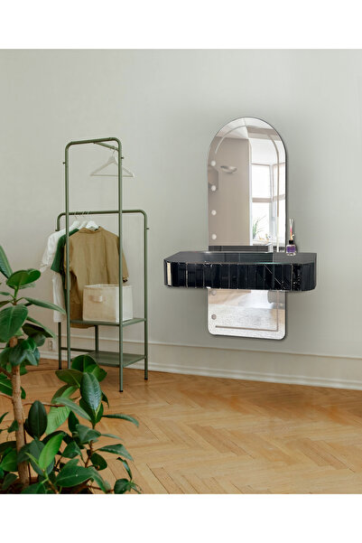 ERGLASS CAM Sese Duyarlı Rgb Led Işıklı *füme Ayna Çekmeceli* Aynalı Dresuar ...