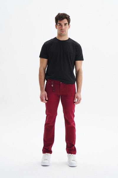 Arma Men's Burgundy Jean Slim Fit Slim Fit Lycra Stretch Jeans K9Ppd0520