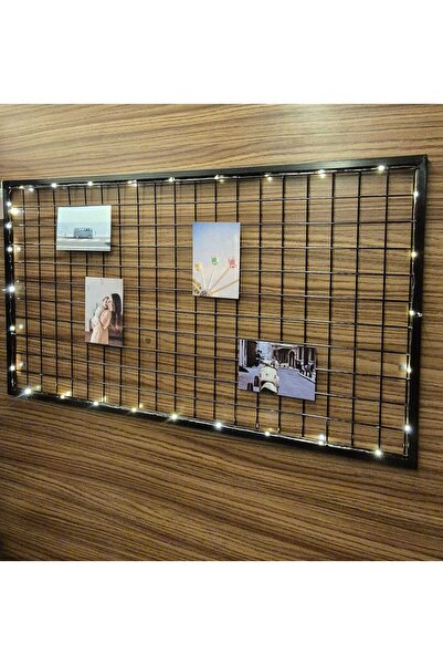 ÖR-AS TEL ÖRGÜ & PANEL ÇİT SİSTEMLERİ Fotoğraf Askısı Tel Duvar Panosu ( - Çerçeveli + Led 'li -) 50 x 90 cm