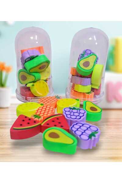 izmir yazici servis Fanusta Meyve Desenli Mini Silgi Seti 2 Fanusta 20 Adet M...