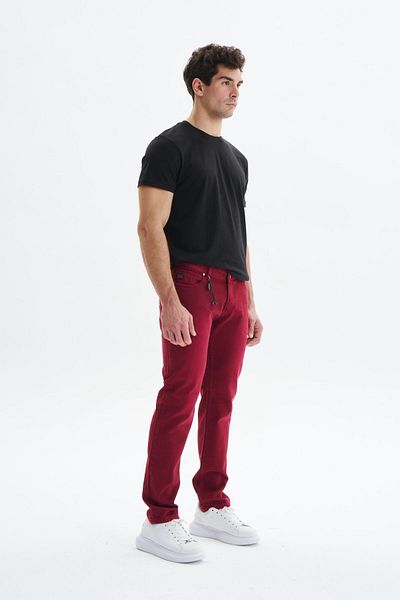 Arma Men's Burgundy Jean Slim Fit Slim Fit Lycra Stretch Jeans K9Ppd0520