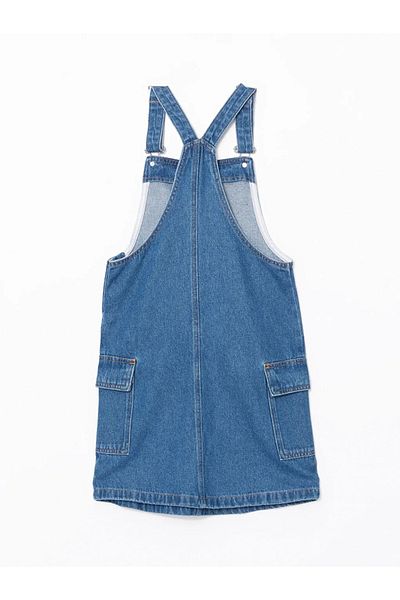 LC Waikiki Rochie LCW Kids Indigo cu guler pătrat pentru fete